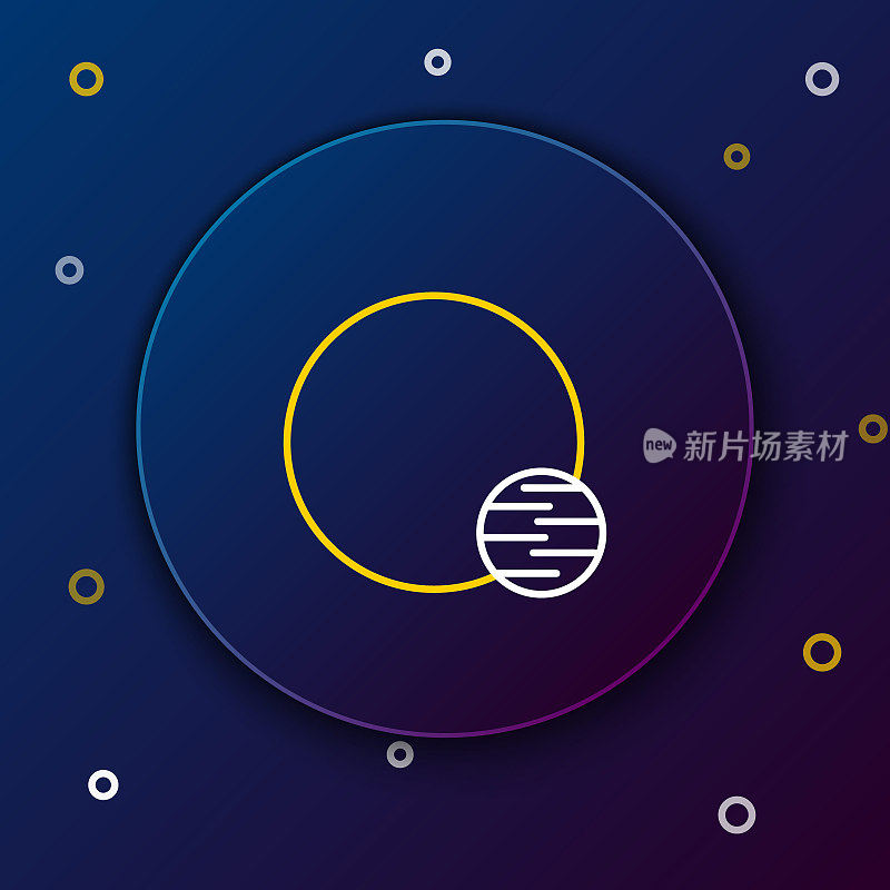Line Planet icon isolated on blue background. Colorful outline concept. Vector